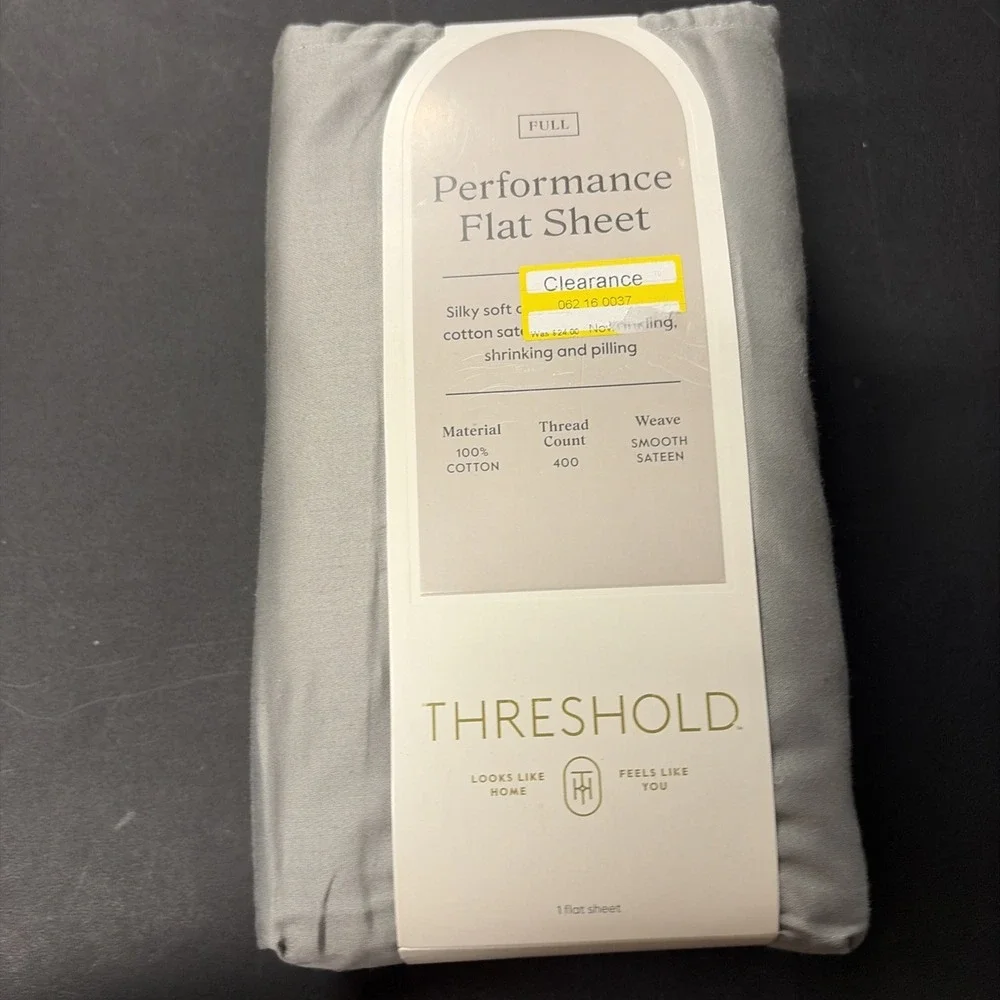 Full 400 Thread Count Performance Flat Sheet Gray - Threshold: Cotton 28336